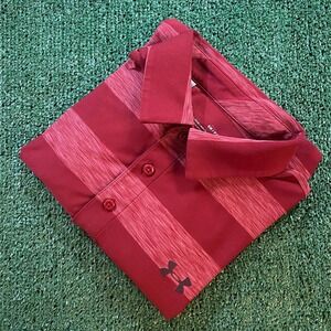 Under Armour Men's Performance Golf Shirt Red Striped Size Small